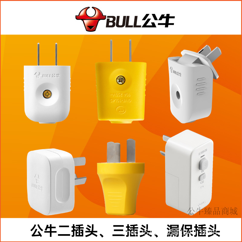 公牛插头单相二极带接地可拆二三插头GNT-10多用替换插头电