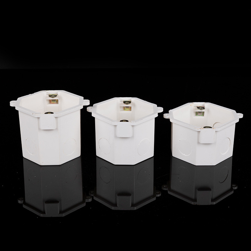 PVC八角灯头盒预埋86型通用6公分线盒阻燃家装暗盒暗装60